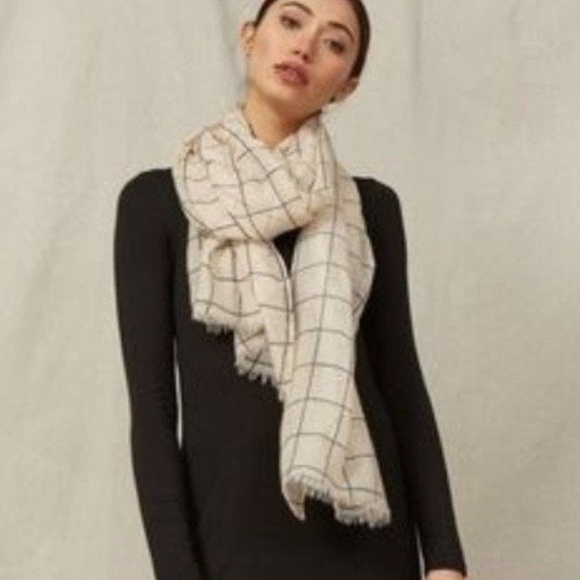 FINAL SALE  Rachel Pally Natural Grid Scarf Wrap - Picture 1 of 4